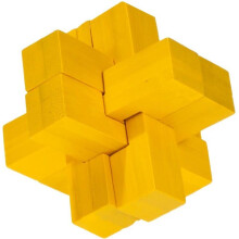 Rompecabezas 3D - FRIDOLIN - Hecho de bambú - Amarillo - Para niños y adultos