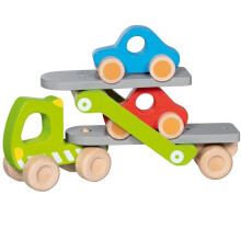 Giocattolo per bambini - Goki - Camion porta-auto - 2 veicoli in legno - 28 cm - Unisex