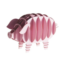 3D-papieren maquette - FRIDOLIN - Varken - Karton - Roze - 9 x 5,5 x 5 cm