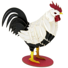 3D Paper Model - FRIDOLIN - Rooster - Laser Cut Cardboard - 11 x 9.5 x 4 cm - Self-assembly from age 8