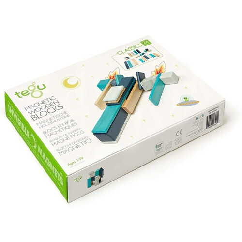 24-teiliges Tegu Magnetisches Holzblock-Set, Blau