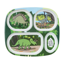 Plateau à 4 compartiments bébé Petit Jour Les Dinosaures - vert - 24x21x2 cm