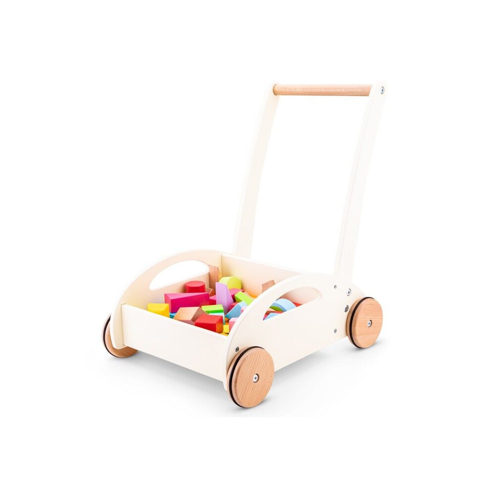 Photos - Other Toys New Classic Toys Walking Chariot -  - 34 wooden blocks - White - Unisex - 12 months and up 
