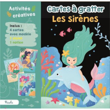 Cartões de raspar - As sereias - 4 cartões com modelos - Estilete incluído - Bolsa para pendurar