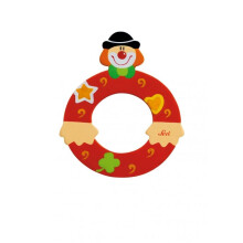 Lettre en bois décorative - SEVI - Lettre O (clown) - Bois - Hauteur 10 cm - Fixation adhésif double-face