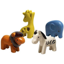 Brinquedos de madeira - PLAN TOYS - Conjunto de Animais Selvagens - Mistos - Multicolorido - A partir de 12 meses