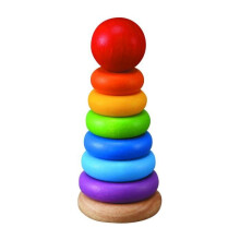 Brinquedo de Madeira Anéis Empilháveis - PLAN TOYS - Unissex - A partir de 24 meses - Dimensões 11,5 x 9,5 x 19 cm