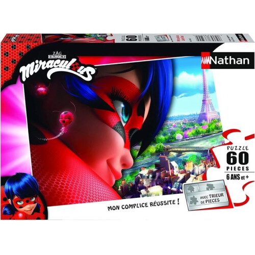 Ravensburger Puzzle bambino - RAVENSBURGER - Miraculous LadyBug - 60 pezzi - Divisore per pezzi - 36 x 26 cm