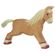 Figurinha (Cavalo andando) - HOLZTIGER - 80032 - Madeira - Pintada à mão - Fabricação europeia