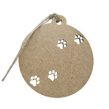 Christmas Decoration - Customizable Dog Christmas Bauble - White Wood - 9 cm - Natural Wood Letters