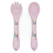 Sassi Junior | Sassi Junior | Conjunto de garfo e colher de silicone Animais Rosa - 14 x 33 cm UNICÓRNIO