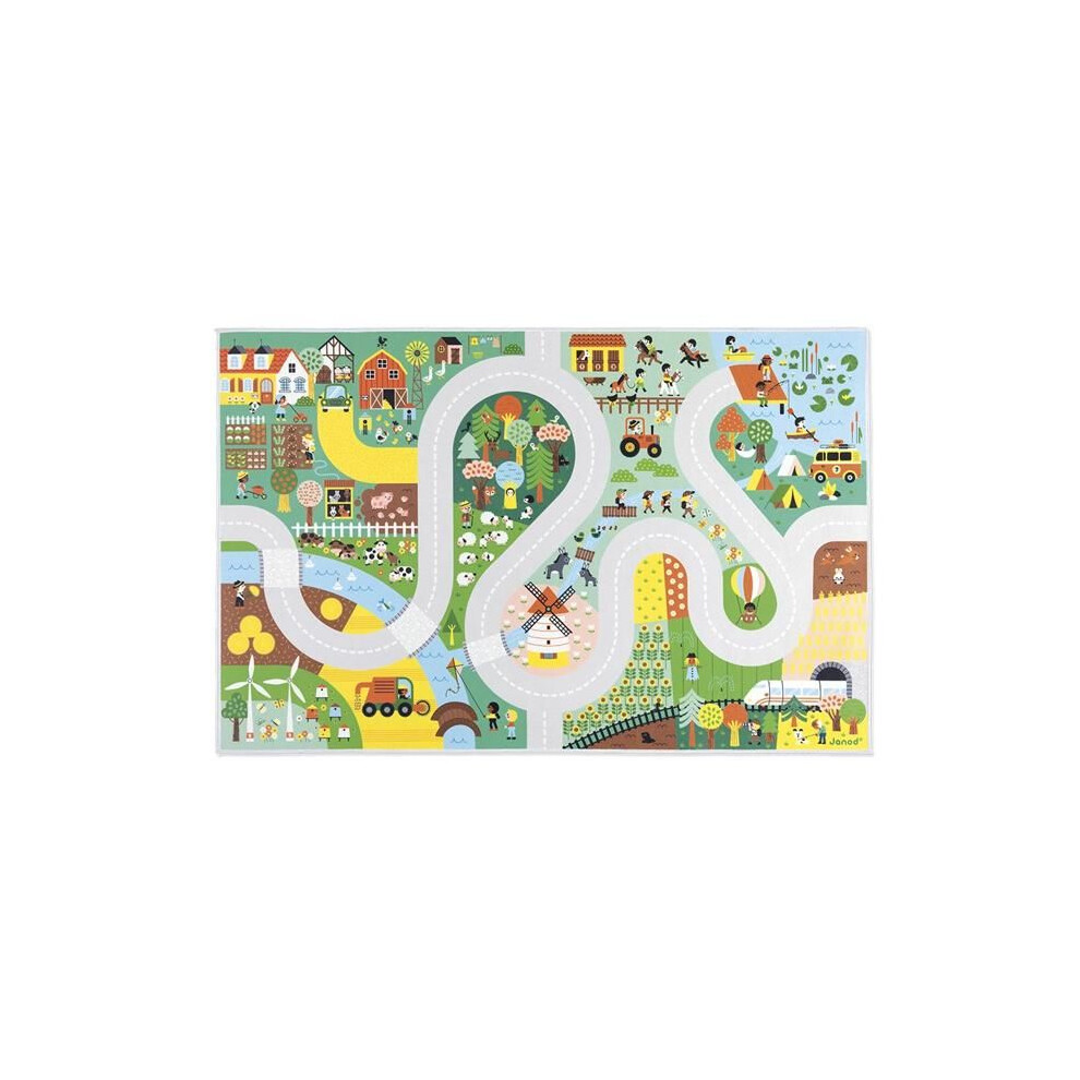 Janod Play Mat - Campaign - Non-Slip - 120 X 78 Cm - For Children From 2 Years Old