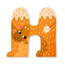 Lettre en bois - VILAC - Lettre H Michelle Carlslund - 7 cm - Orange - Bois massif