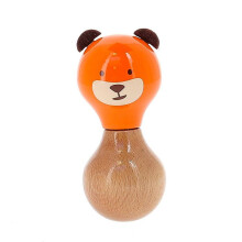 Rattling in legno "Boizoos" - Marcel l'orso - Arancione - D 6 x H 13 cm