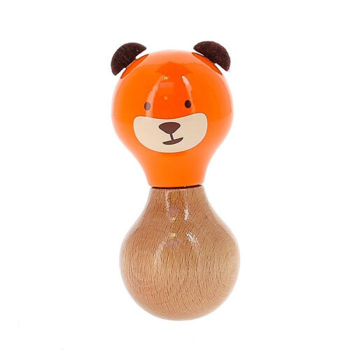 Holzgreifling "Boizoos" - Marcel der Bär - Orange - D 6 x H 13 cm