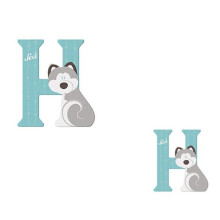 Lettre en bois - SEVI - H - 10 cm - Animaux - Décoration murale - Mixte