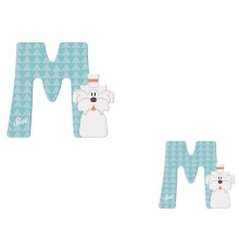 Lettre en bois - SEVI - M - Bichon Maltais - Bleu - 10 cm