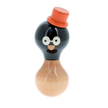Rattolo in legno "Boizoos" - René il pinguino - Nero - D 6 x H 13 cm