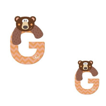 Lettre en bois - SEVI - G (Grizzly) - Hauteur 10 cm - Bois massif - Motif Grizzly
