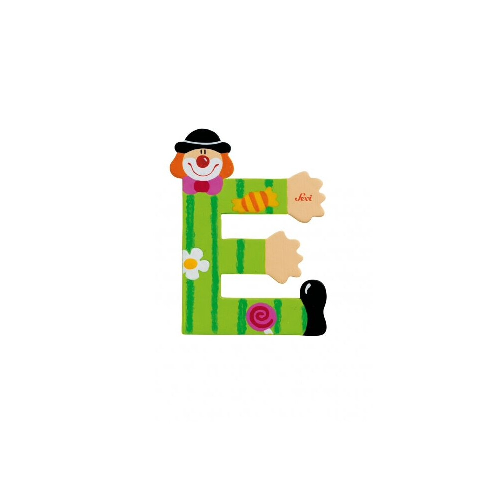 Decorative Letter - Sevi - E (Clown) - Wood - Height 10 Cm - Double-Sided Adhesive 8003444817410