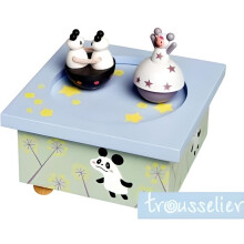 Panda TROUSSELIER wooden music box - Principle of magnets - 11.5x11.5cm