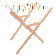 Wooden Toy - NEW CLASSIC TOYS - Clothes Drying Rack - Beige - 21 Clothespins - 4 Clotheslines