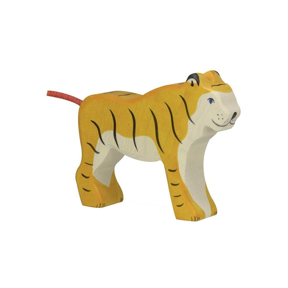 Figurine - Holztiger - 80136 - Standing Tiger - Hand-Painted Wood - European Manufacturing - 14X2.8x10.5cm 4013594801362
