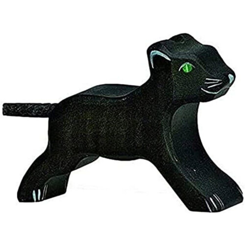 Figurine - HOLZTIGER - Panter - Klein - Handgeschilderd