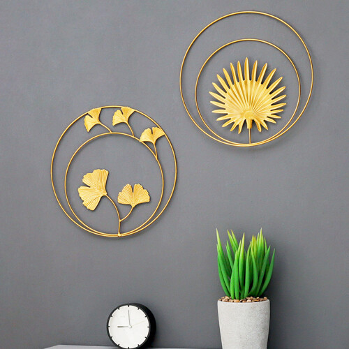 Ginkgo Leaf Metal Wall Decor2-Pack Gold 2