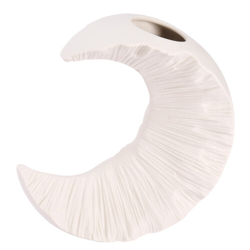 Moderne Keramikvase, weiß, minimalistisch, abstrakte Form 1