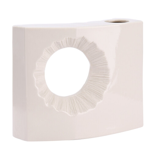 Moderne Keramikvase, weiß, minimalistisch, abstrakte Form 1