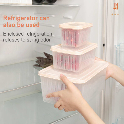 Food Grade PP Fridge Storage Containers with Drain Basket 1