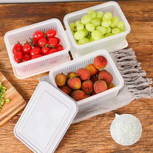Food Grade PP Fridge Storage Containers with Drain Basket 2