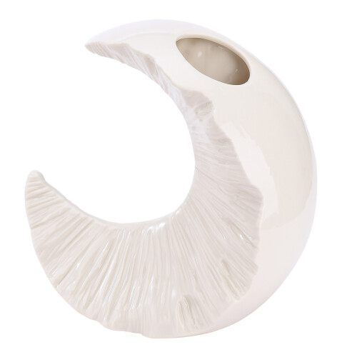 Moderne Keramikvase, weiß, minimalistisch, abstrakte Form 1