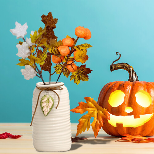 Foam & Plastic Maple Leaf Pumpkin Cutout21cm 2