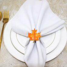 6Alloy Maple Leaf Napkin Rings for Thanksgiving