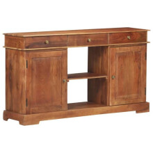 Buffets - HELLOSHOP26 - 135 x 35 x 75 cm - Madeira de acácia maciça - 2 portas 3 gavetas - Acabamento marrom mel