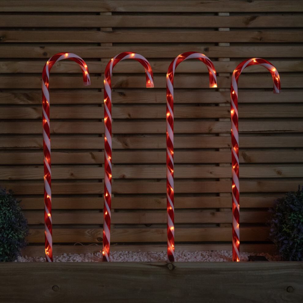 Set of 4 XL Light up Red & White Candy Cane Christmas Path Lights - Samuel Alexander | TJ Hughes - Image 7