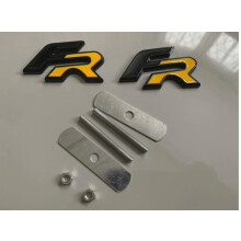 Gloss Yellow Metal FR Rear + Front Grill Badge Seat Leon Ibiza Ateca Arona Black 65MM