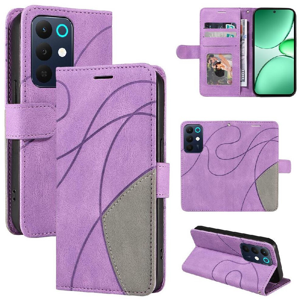 Flip Case For Realme 15X With Card Slot Stand Kickstand Protective Stitching Color Leather Wallet Flip Folio Book 764563805136