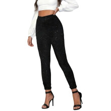 Stretchy Gym Leggings Gradient Print Fitness Pants-Silver M