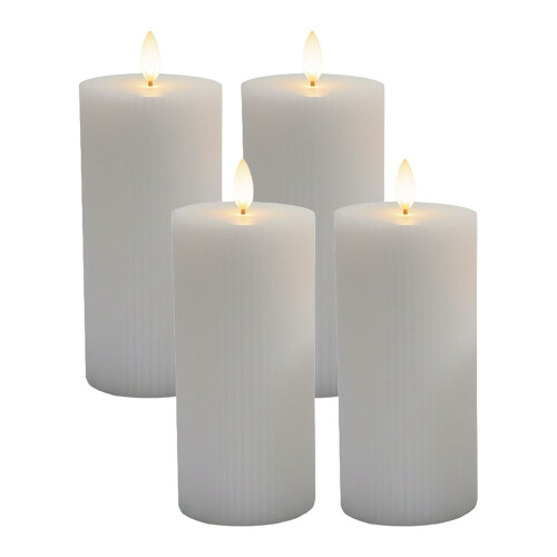 LED-Kerzen, Echtwachs, 4er-Set, 18 cm