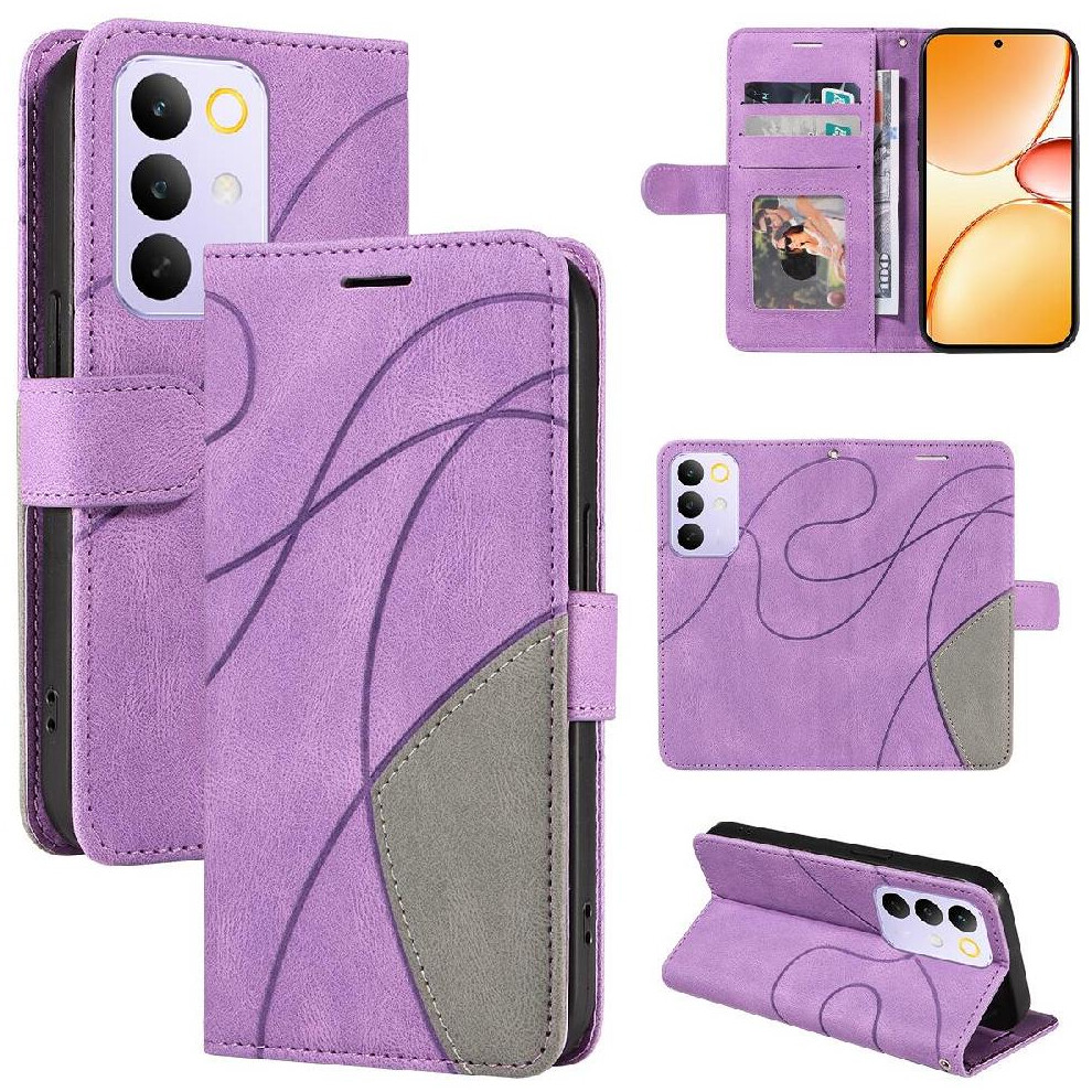 Flip Case For Realme C85 Pro 4G Stitching Color Flip Folio Book Kickstand Protective With Card Slot Stand Leather Wallet 764563805235