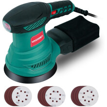HYCHIKA 300W Orbital Sander, 6 Speed 6000-13000 OPM Electric Sander with 12pcs 125mm Sanding Discs, with Dust Collector