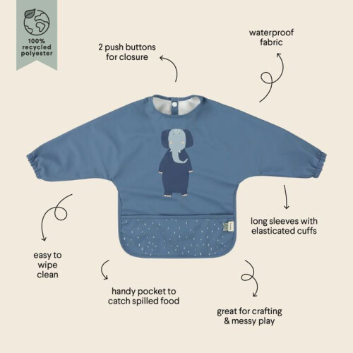 Trixie Waterproof Sleeved Bib - Mrs. Elephant 2