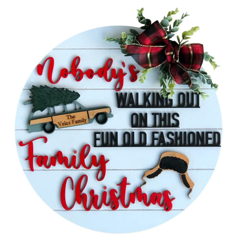 30cm Wooden Christmas Sign Multicolour