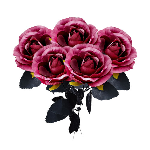 Artificial Rose Flower9cm Pink Red Grey