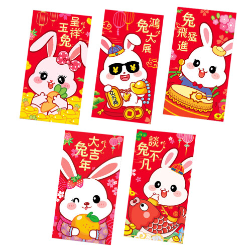 Red Lucky Money Envelopes16.5x9cm – 5Pack Rabbit