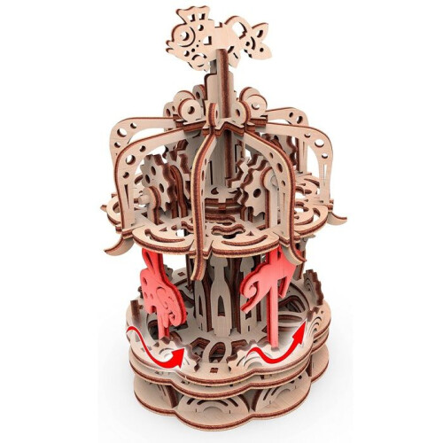 Gigamic Modello 3D Mobile in Legno - Gigamic - Carosello Piccolo modello - 88 pezzi - Da assemblare - Beige 2