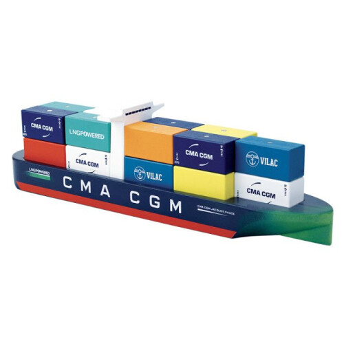 Naval Toy Vilac - Container Ship Jacques Saadé - Multicolored - 18 Magnetic Containers 1